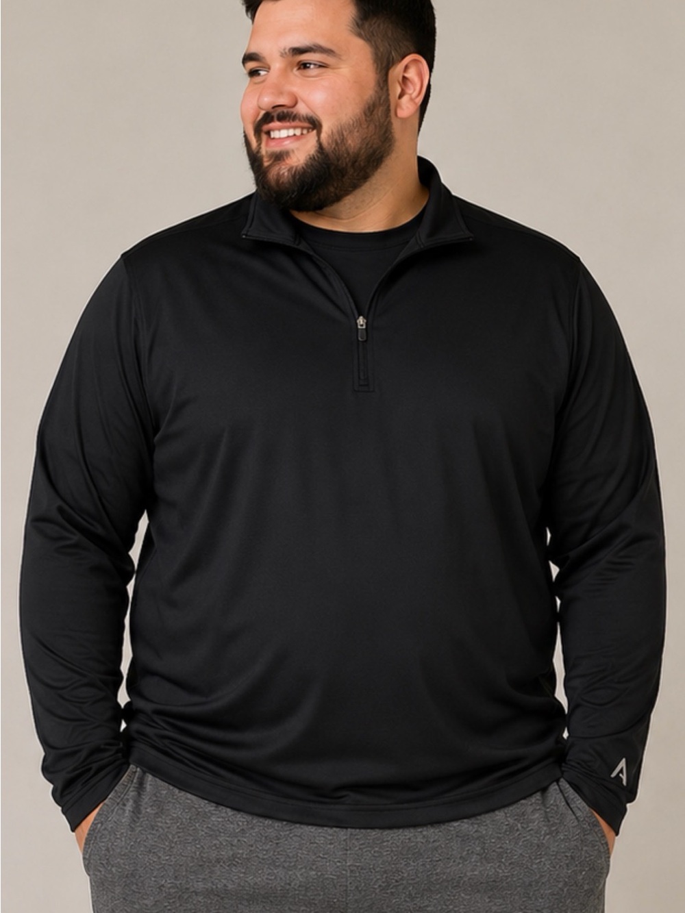 Antigua Intent LS QZ Mock Neck Men’s 2XL Black Quarter Zip Pullover NWT